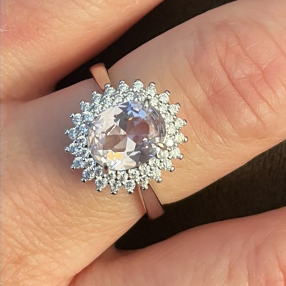 Sparkling beauty light pink lab created morganite on .925 sterling silver